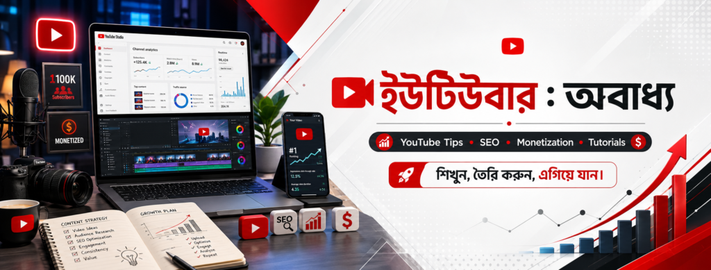 ইউটিউবার : অবাধ্য | YouTube Tips, SEO, Monetization ও Creator Tutorials